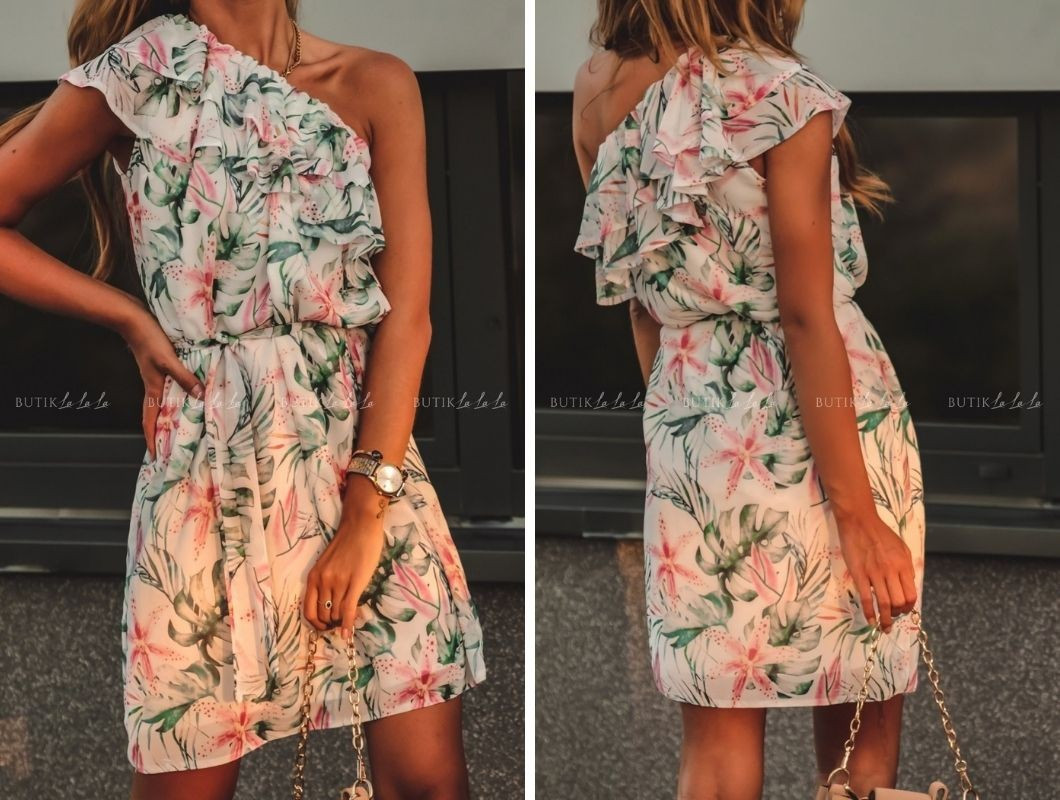 SUKIENKA LETNIA MINI W KWIATOWY PRINT Z FALBANKĄ SIMONA 2475